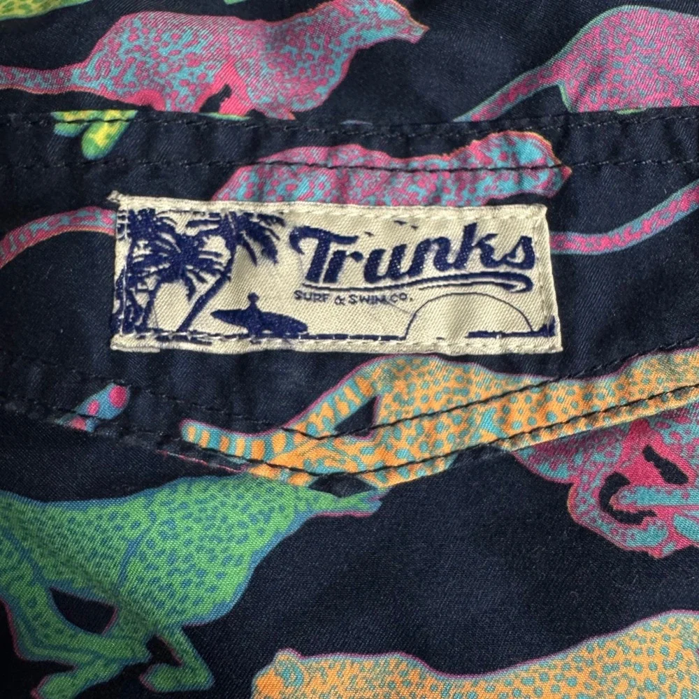Trunks Surf Swim Co Mens XL Navy Neon Cheetah Print Board Shorts Swim Trunks